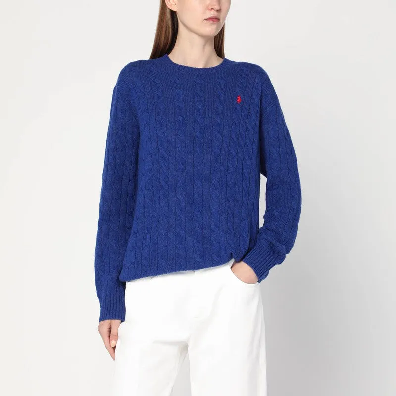 Polo Ralph Lauren Cobalt blue cable-knit sweater in wool and cashmere sold by Lord & Taylor