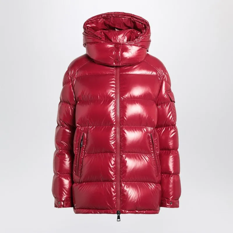 Moncler Ruby red down jacket in lacquered nylon made by Moncler