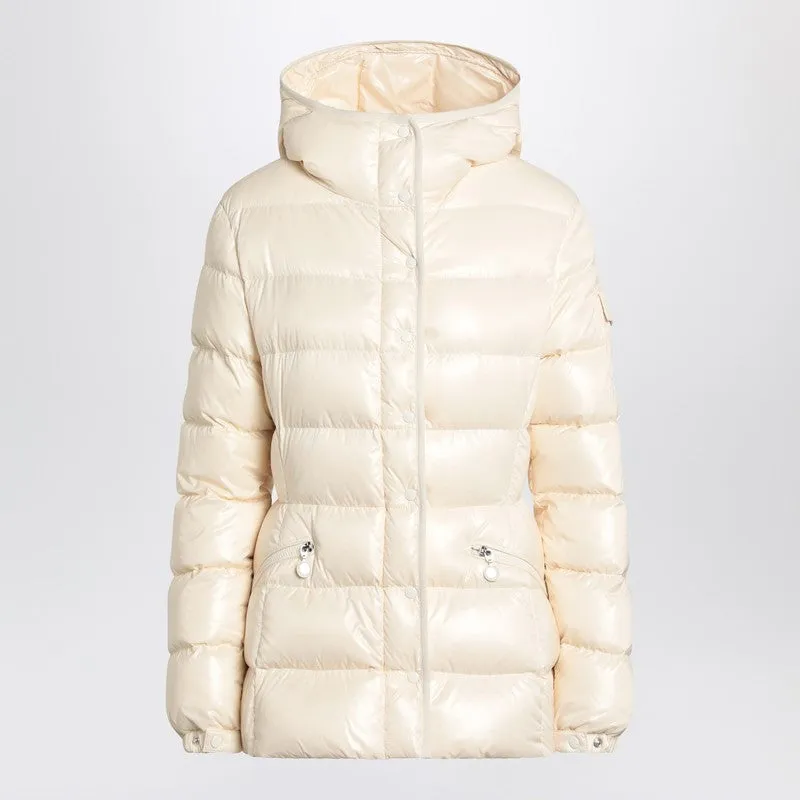 Moncler White down jacket in lacquered nylon sold by Lord & Taylor