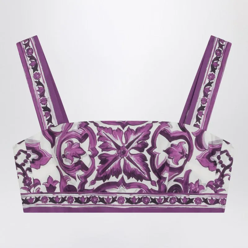 Dolce & Gabbana Dolce&Gabbana Purple Maiolica print top in poplin sold by Lord & Taylor