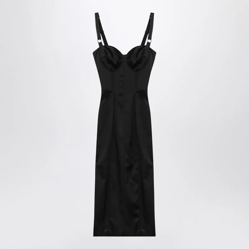 Dolce & Gabbana Dolce&Gabbana Black satin bustier dress sold by Lord & Taylor
