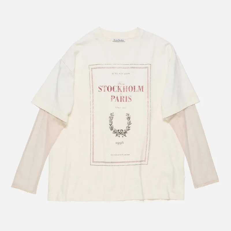 Acne Studios White layered t-shirt with print sold by Lord & Taylor