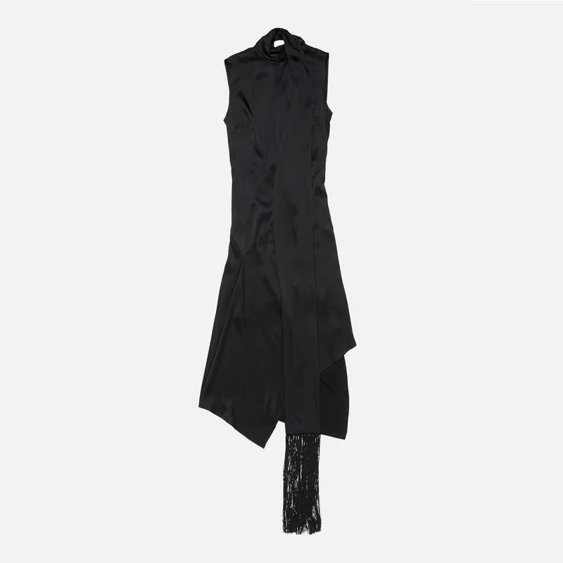 Acne Studios Black satin dress with scarf sold by Lord & Taylor