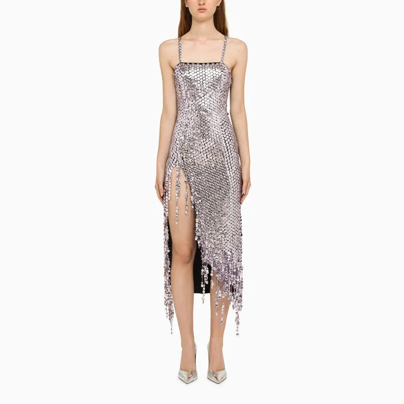 The Attico Lavender asymmetric dress with rhinestones sold by Lord & Taylor