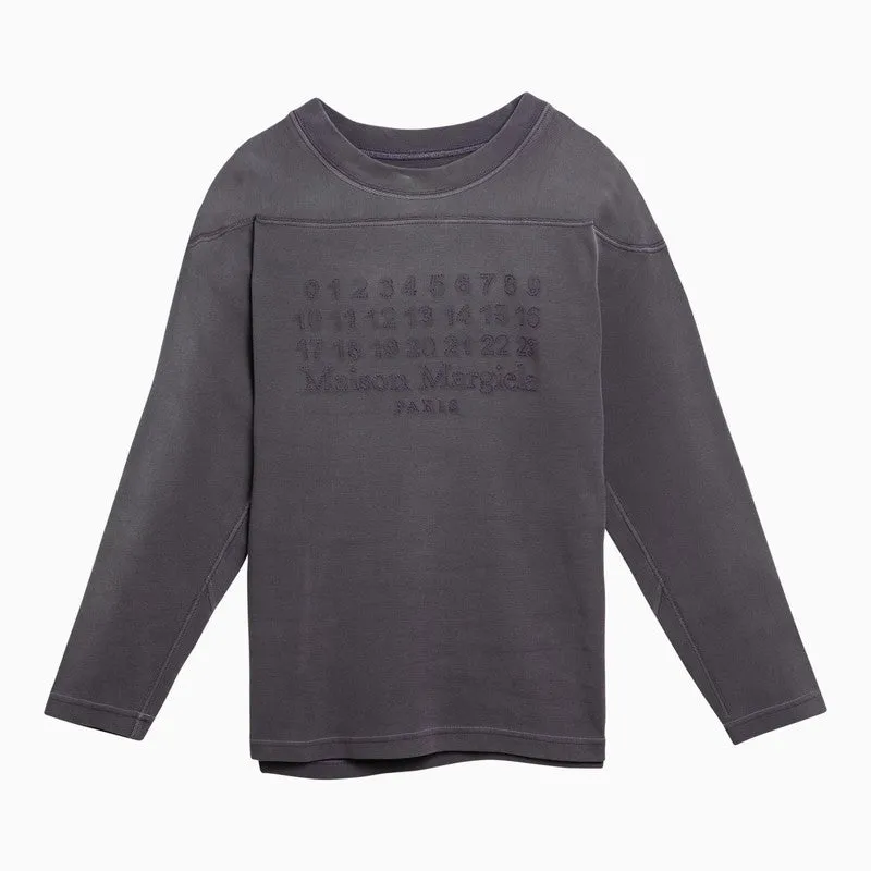 Maison Margiela Aubergine-coloured cotton sweater with logo sold by Lord & Taylor