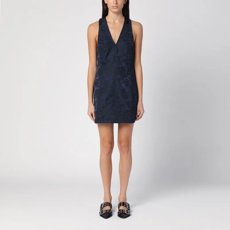 GANNI Velvet Crochet Open Back Mini Dress - Black | Parallel