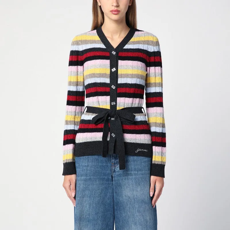 GANNI Multicoloured striped cardigan with belt sold by Lord & Taylor