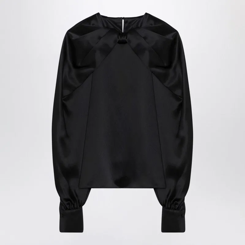 Max Mara Pianoforte Black silk satin blouse sold by Lord & Taylor