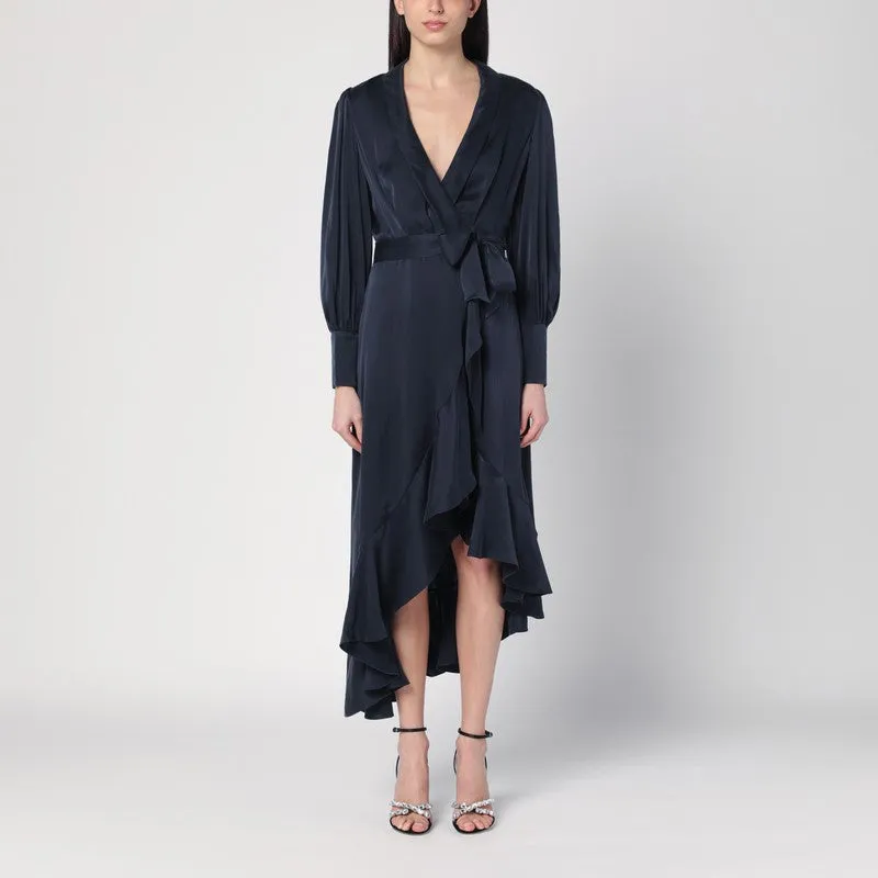 ZIMMERMANN Navy blue wrap midi dress sold by Lord & Taylor