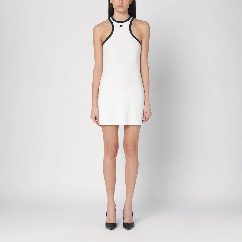 Courreges Courrèges White mini dress with navy blue trim made by Courreges