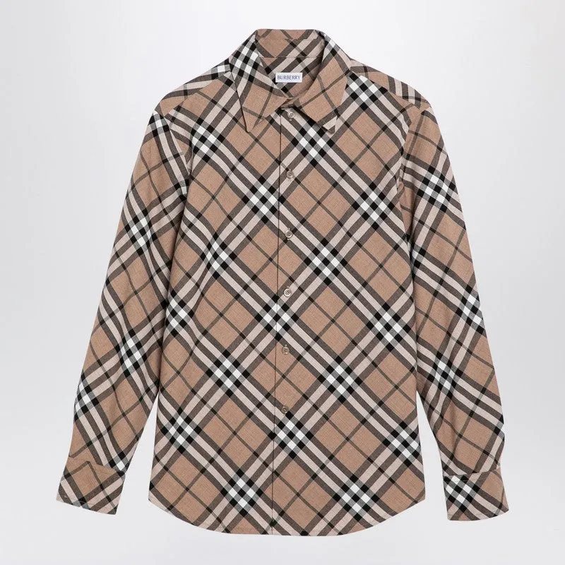 Burberry Check pattern wool blend shirt sold by Lord & Taylor