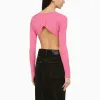 JACQUEMUS La Maille Pralu pink cropped cardigan sold by Lord & Taylor