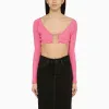 JACQUEMUS La Maille Pralu pink cropped cardigan sold by Lord & Taylor