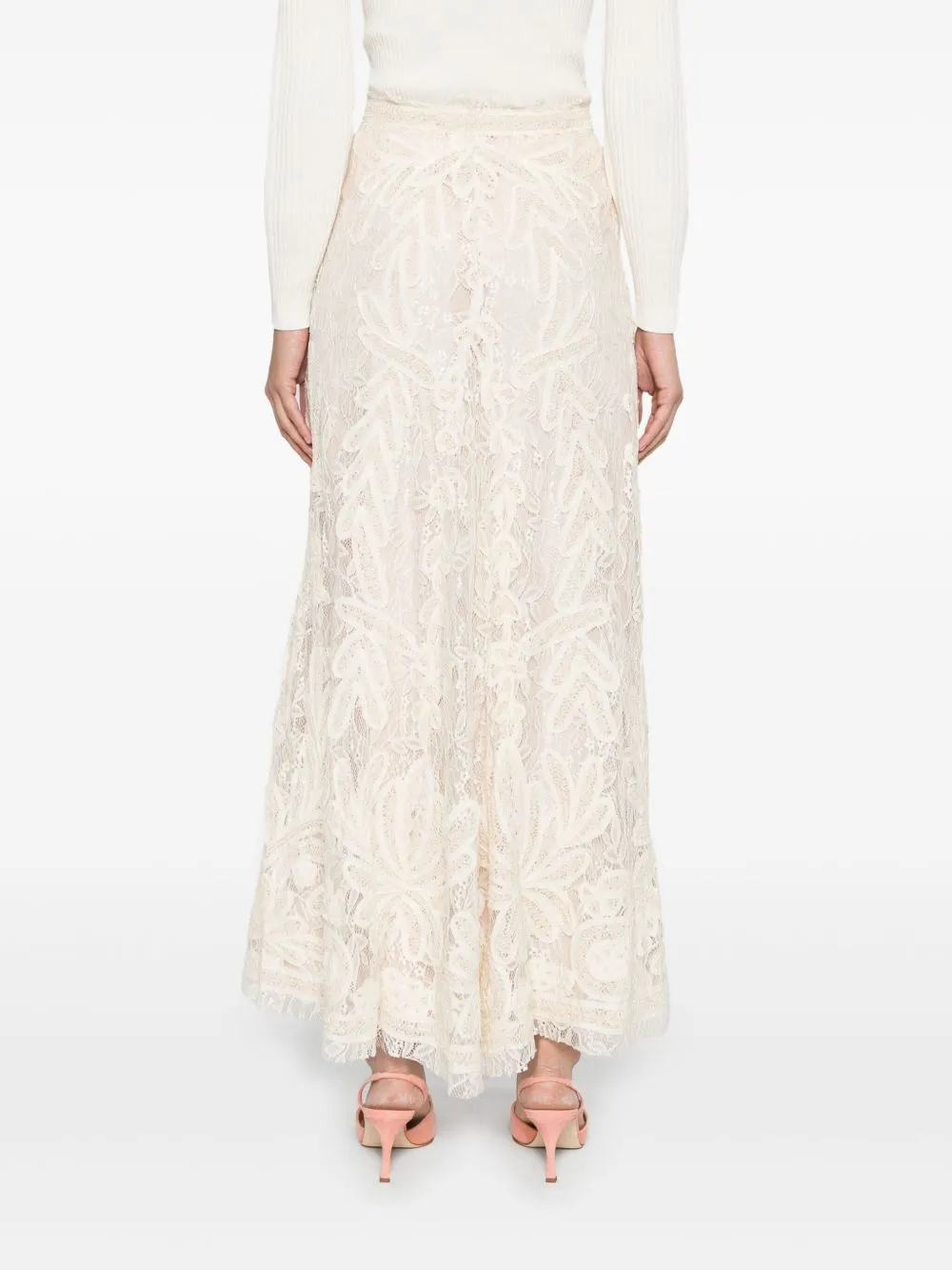 Parosh beige lace long skirt sold by Lord & Taylor product image thumbnail 2