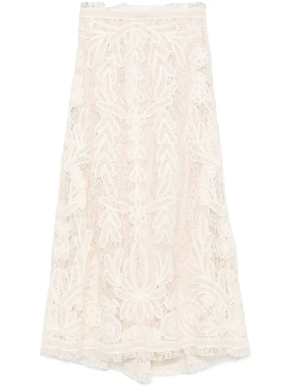 Parosh beige lace long skirt sold by Lord & Taylor