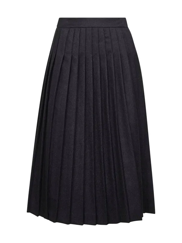 Anthracite Flannel Pleated Midi Skirt sold by Lord & Taylor