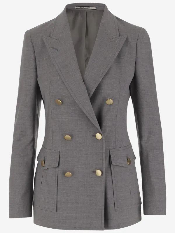 DOUBLE-BREASTED STRETCH WOOL JACKET sold by Lord & Taylor
