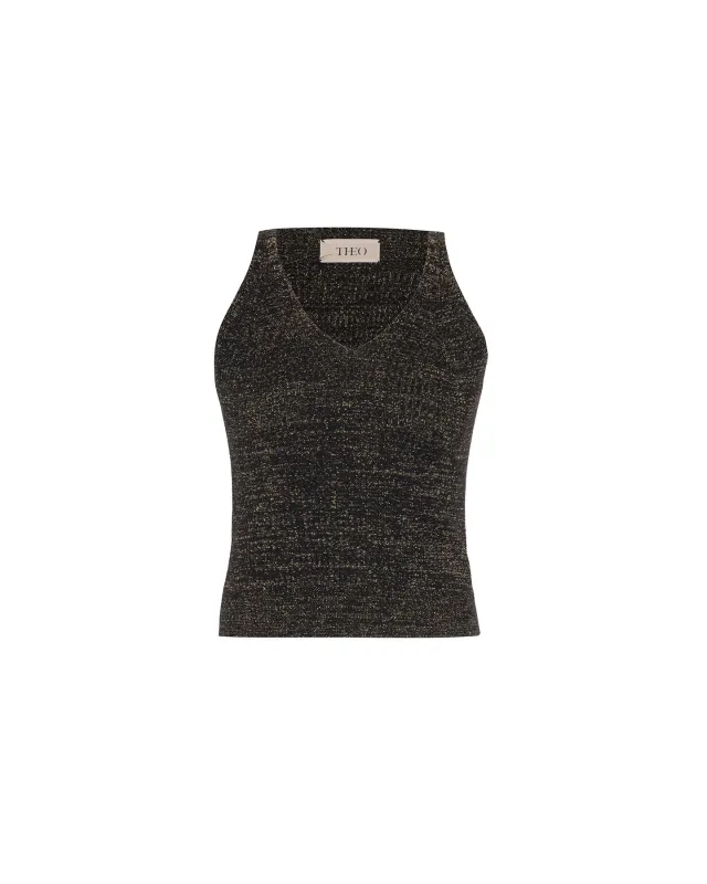 Shakti Shimmer Ribbed V-Tank sold by Lord & Taylor