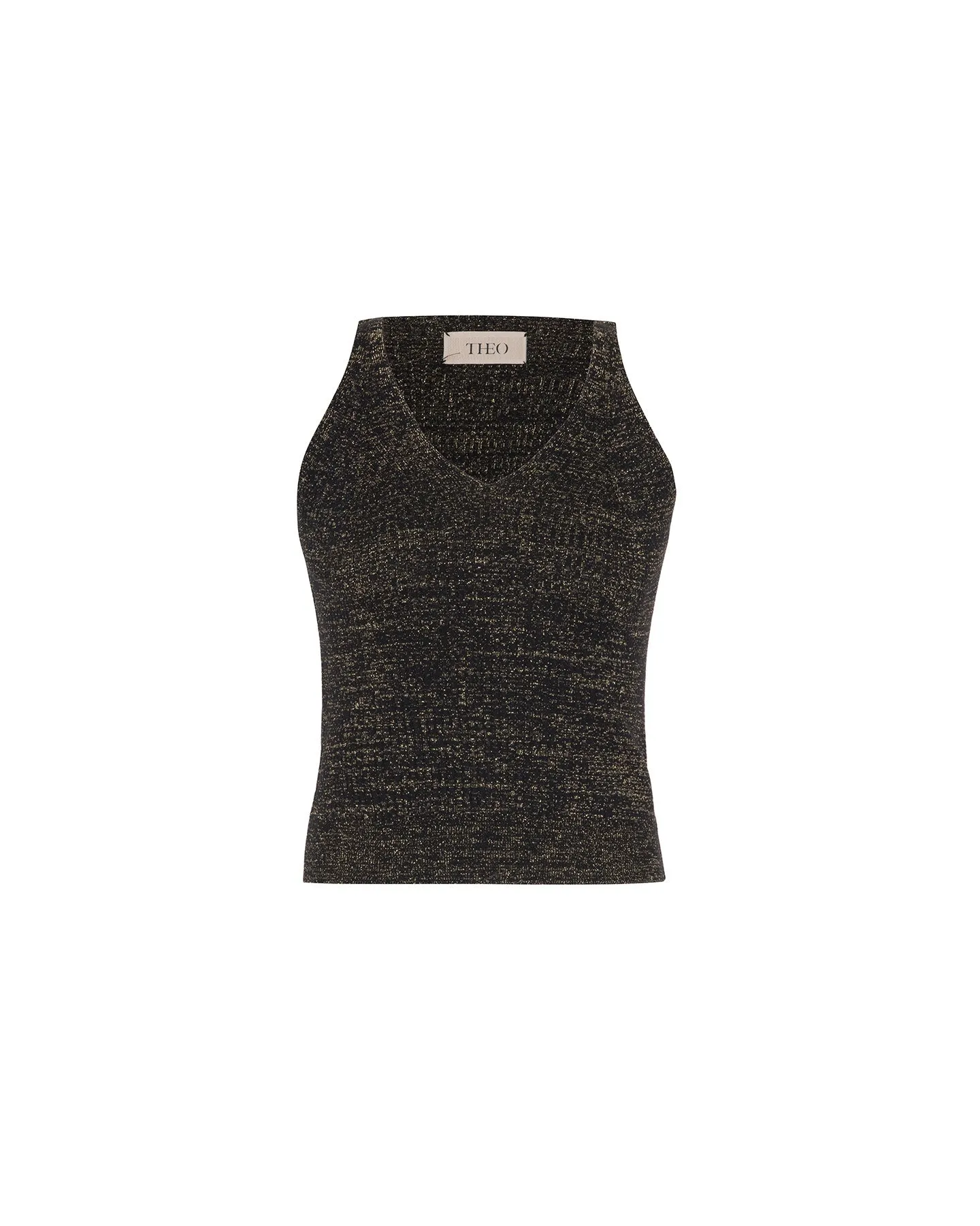 Shakti Shimmer Ribbed V-Tank sold by Lord & Taylor