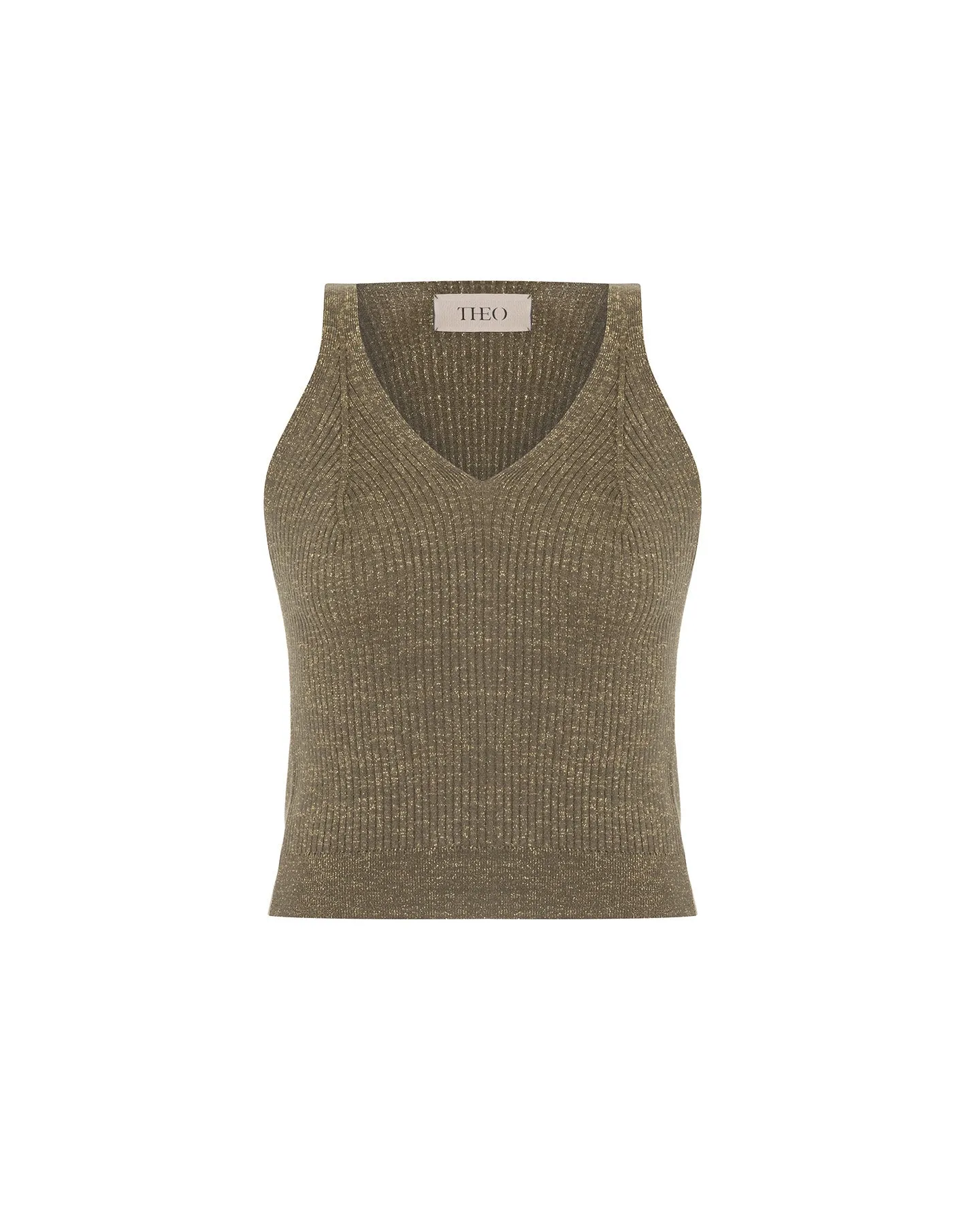 Shakti Shimmer Ribbed V-Tank sold by Lord & Taylor product image thumbnail 3