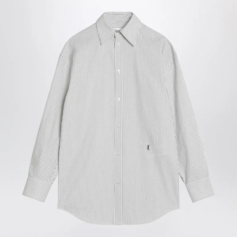 Saint Laurent Cassandre black/white pinstripe shirt sold by Lord & Taylor
