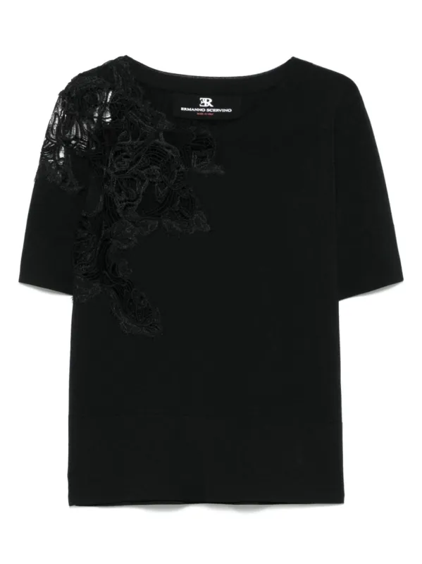 Ermanno Scervino lace-appliqué T-shirt sold by Lord & Taylor