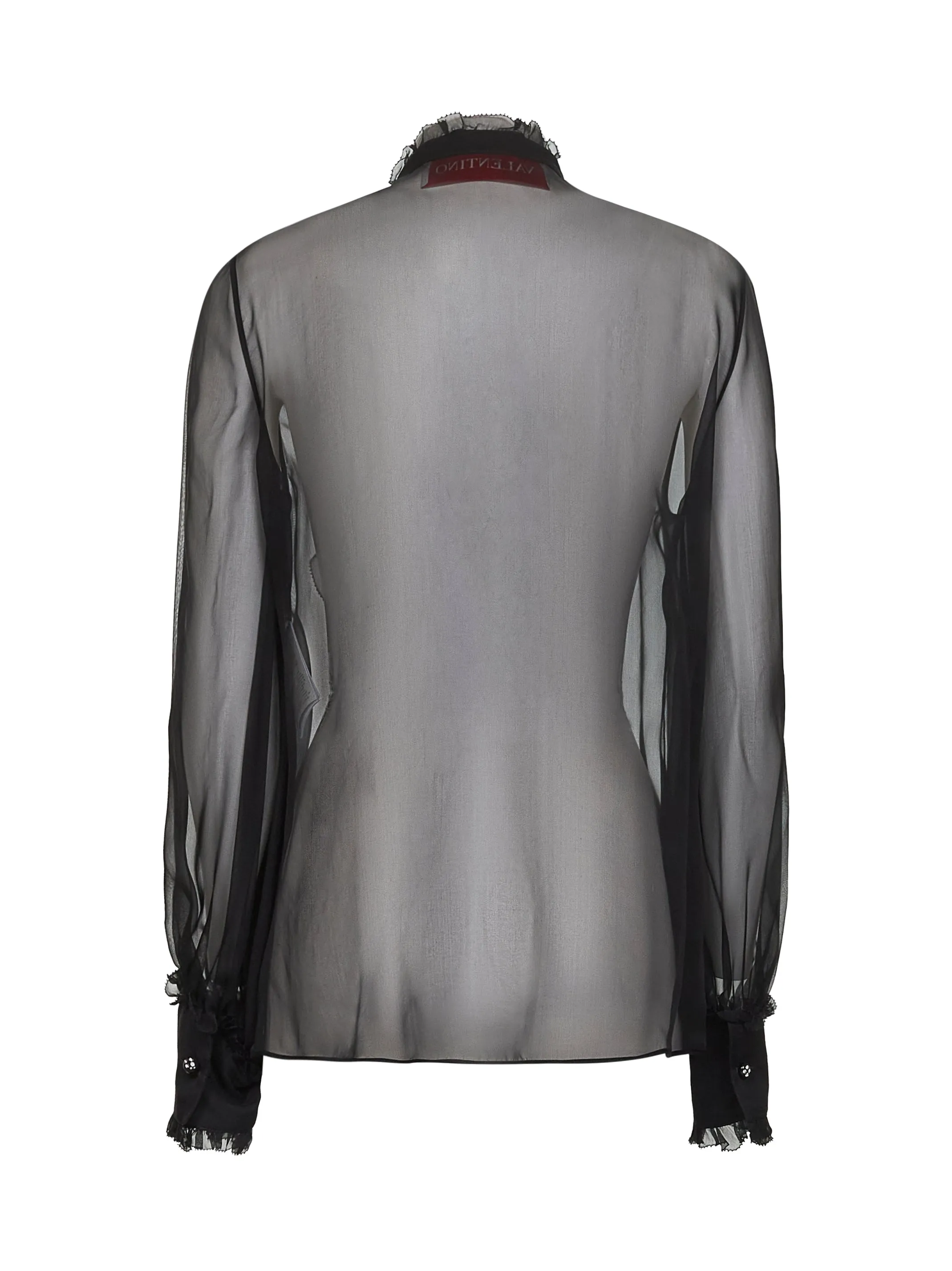 Black Silk Georgette Shirt with Lace Insert sold by Lord & Taylor product image thumbnail 2