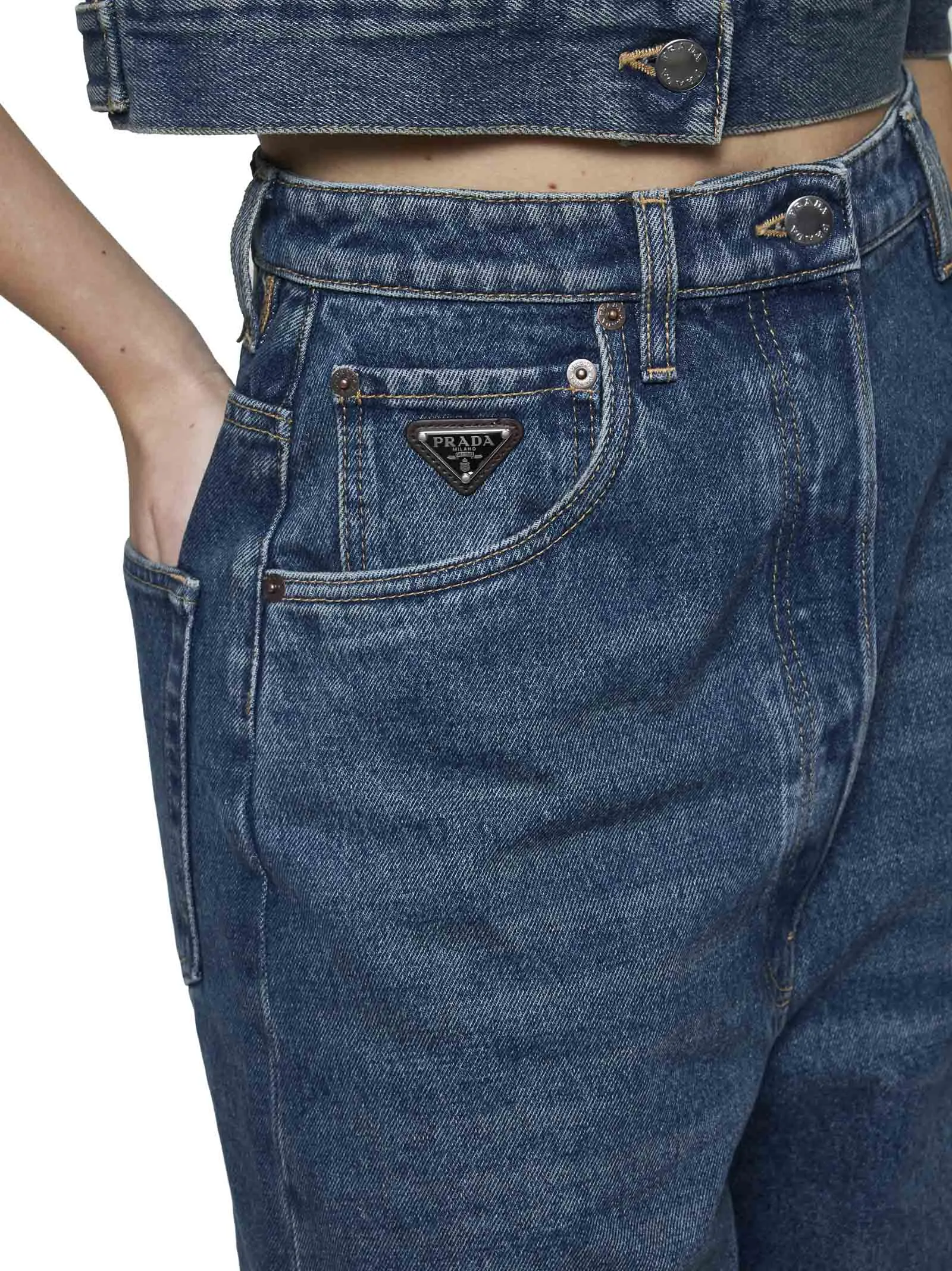 Prada Blue Denim Wide-Leg Trousers sold by Lord & Taylor product image thumbnail 5