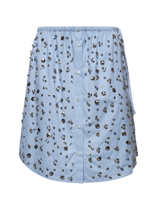 Light Blue Embellished Poplin Skirt sold by Lord & Taylor