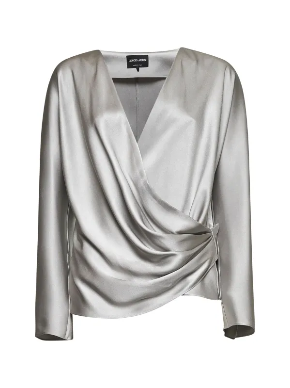 Grey Double Silk Satin Blouse sold by Lord & Taylor