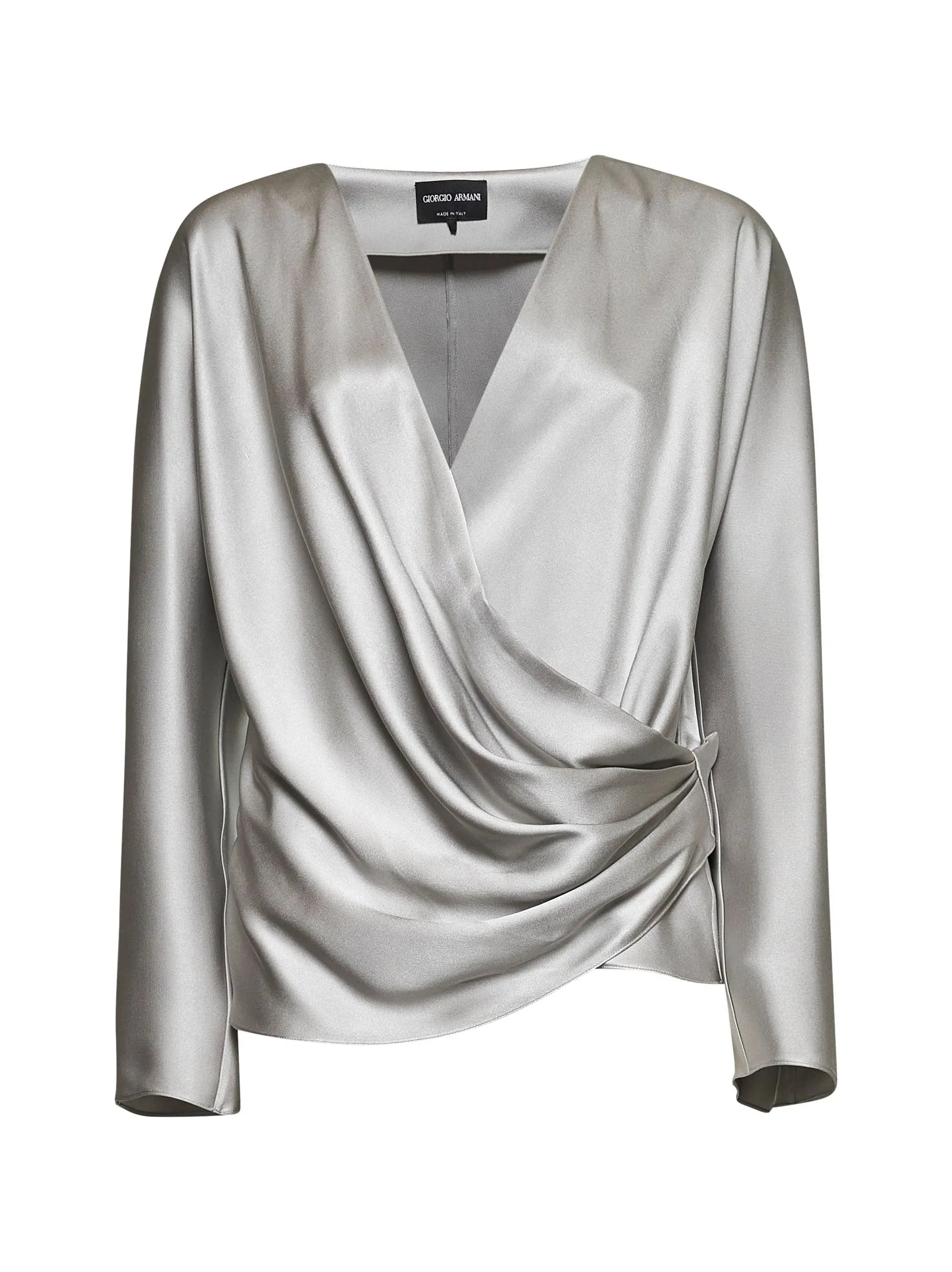 Grey Double Silk Satin Blouse sold by Lord & Taylor