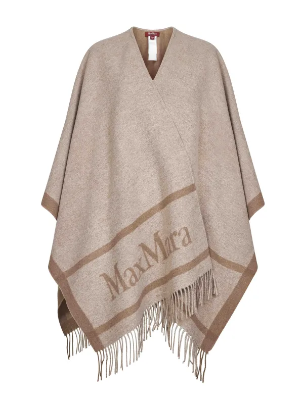 Beige Jacquard Wool HILDE Poncho made by MaxMara