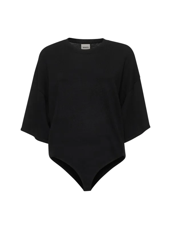 Black Stretch Knit Simon Bodysuit sold by Lord & Taylor