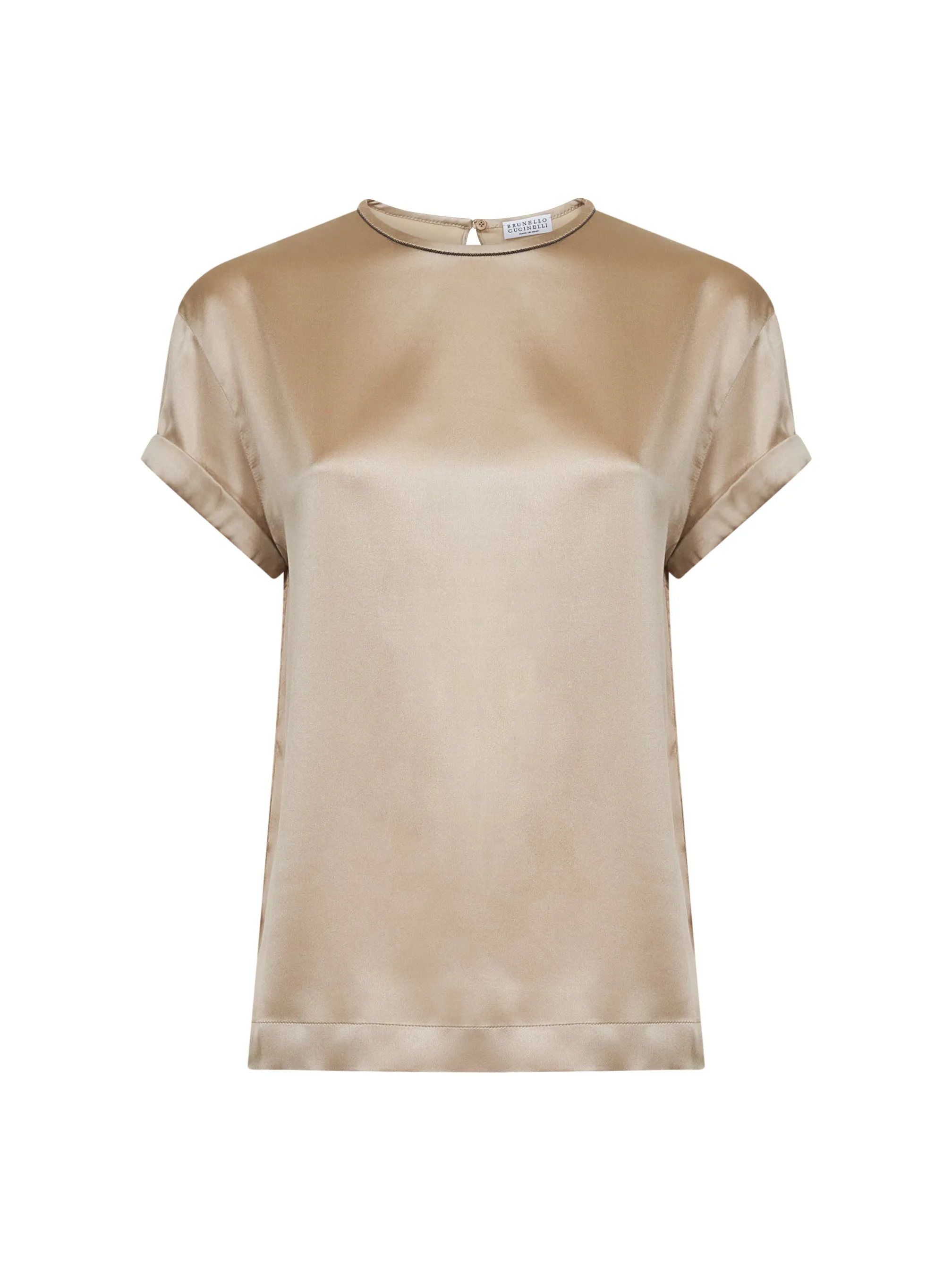 Beige Stretch Silk Satin Blouse sold by Lord & Taylor