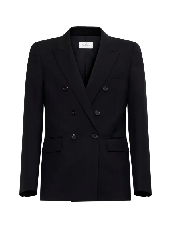 Saint Laurent Double-Breasted Wool Blazer sold by Lord & Taylor