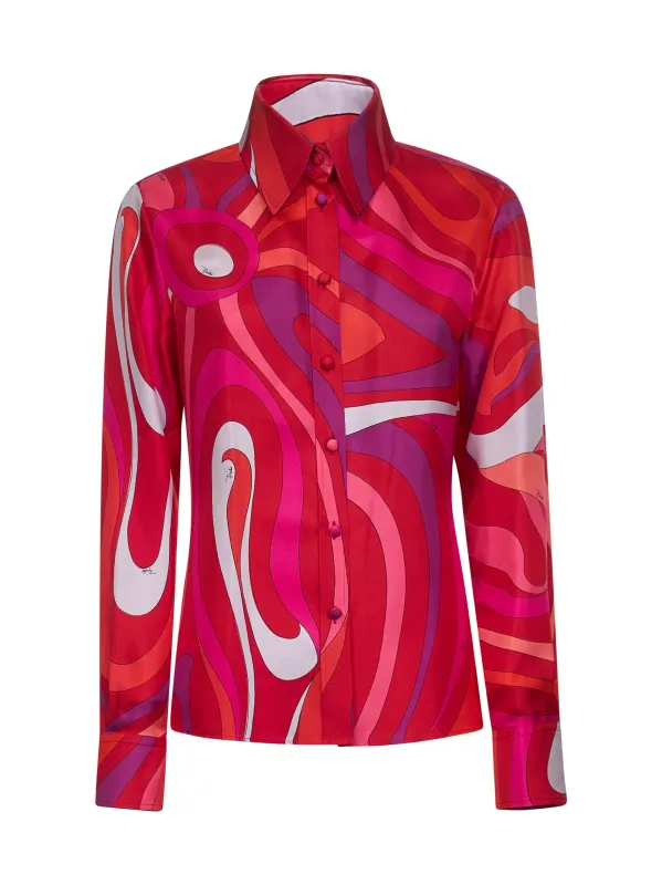 Marmo print silk twill shirt sold by Lord & Taylor