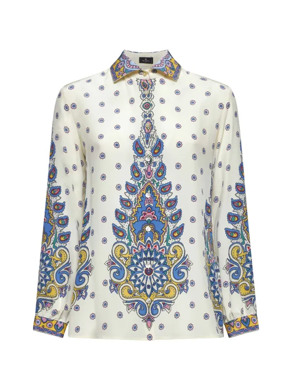 Ivory Paisley print silk twill shirt sold by Lord & Taylor