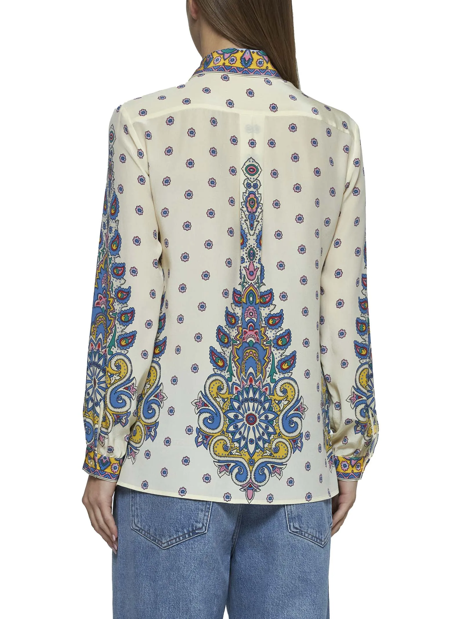 Ivory Paisley print silk twill shirt sold by Lord & Taylor product image thumbnail 3