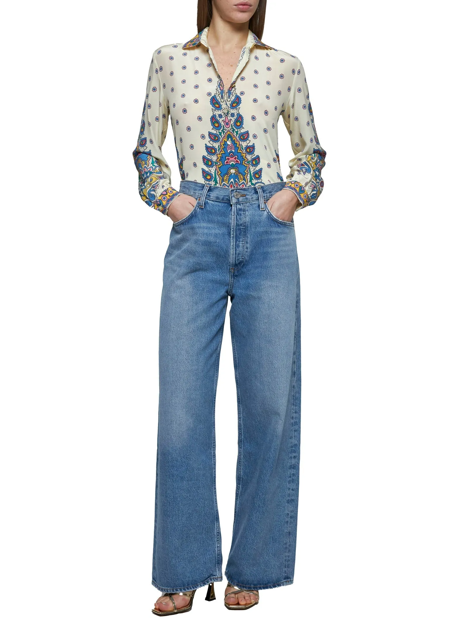 Ivory Paisley print silk twill shirt sold by Lord & Taylor product image thumbnail 2