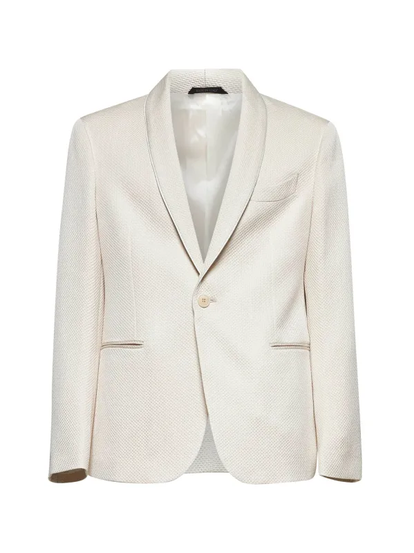 Ivory silk blend single-breasted blazer sold by Lord & Taylor