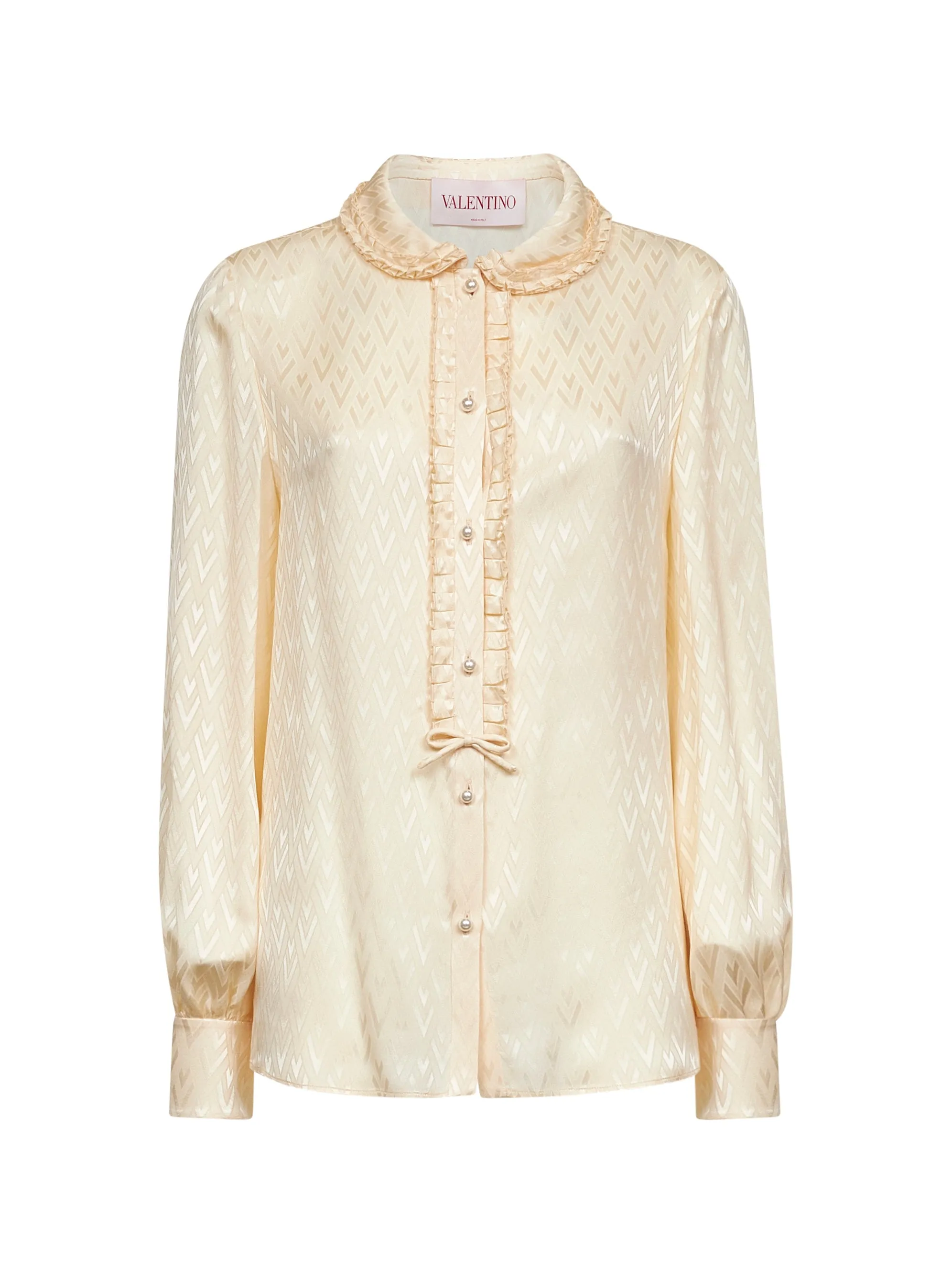 Ivory Silk Jacquard Toute la V Shirt sold by Lord & Taylor