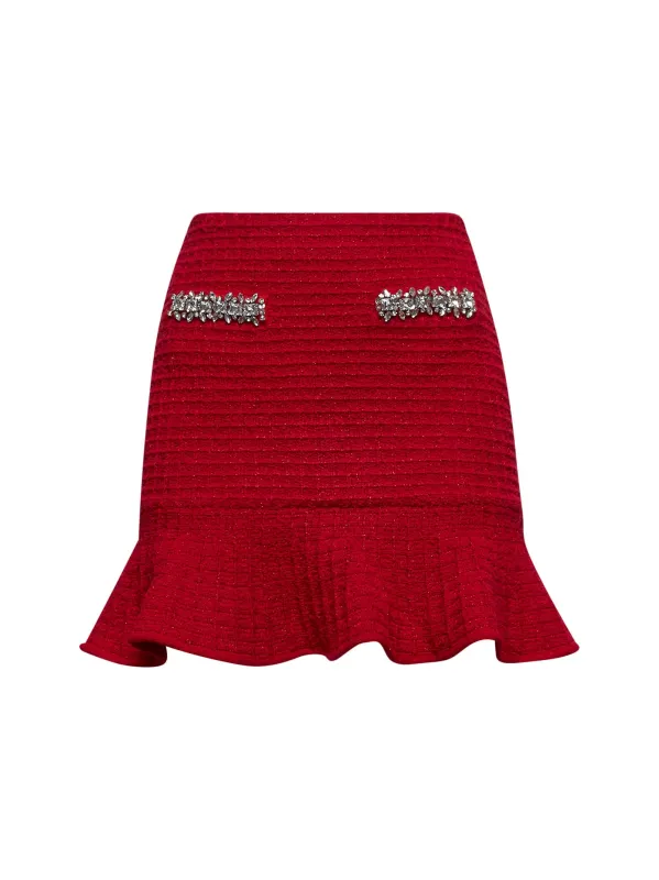 Red Lurex Knit Embellished Mini Skirt sold by Lord & Taylor