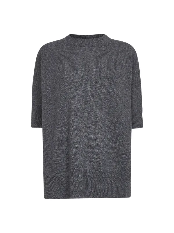 Grey Cashmere Short-Sleeved Sweater made by Jil Sander