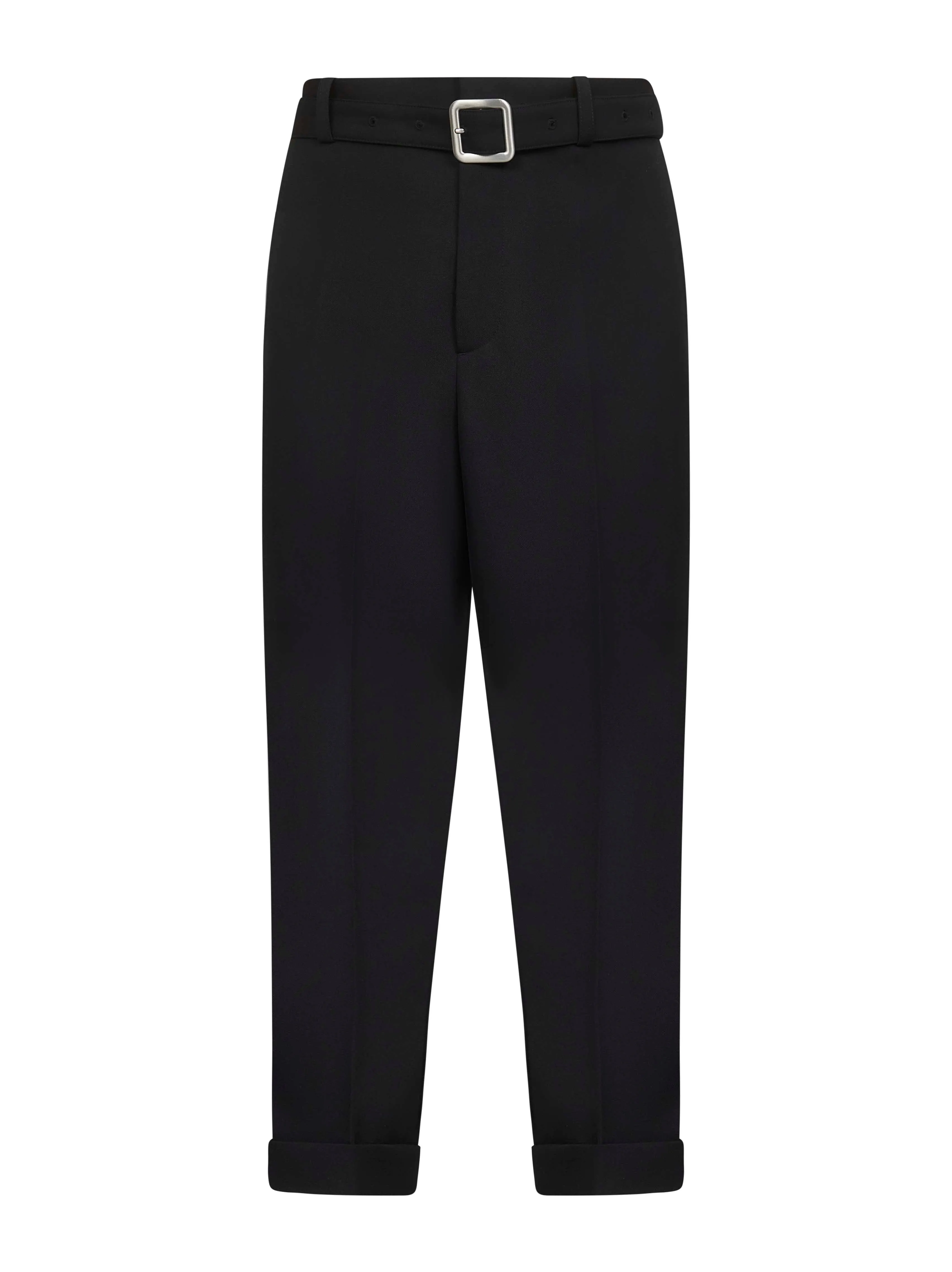 Black Wool Gabardine Belted Trousers sold by Lord & Taylor