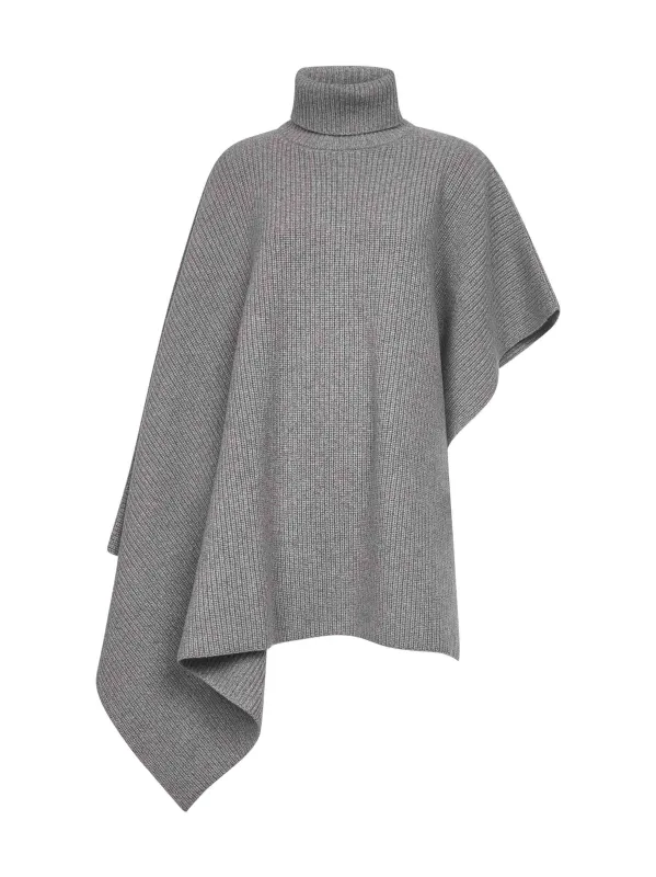 Grey Knit Asymmetric Poncho sold by Lord & Taylor