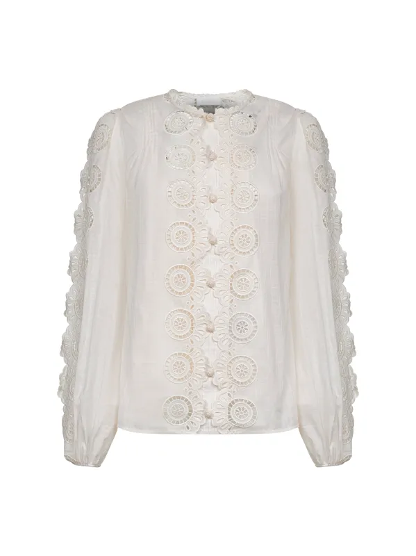 Ivory Embroidered Cotton Lucky Blouse sold by Lord & Taylor