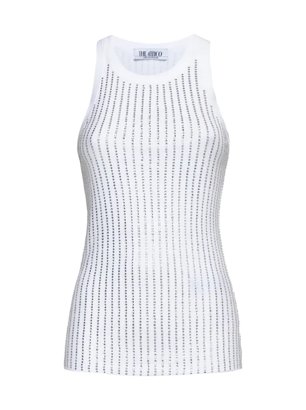 White Ribbed Full Hotfix Top sold by Lord & Taylor