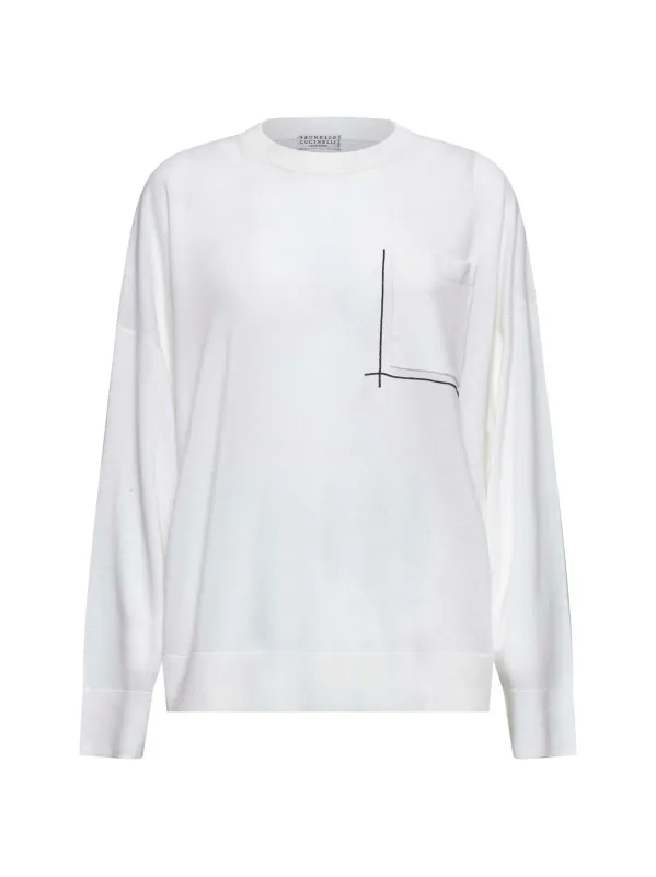 Ivory Shiny Pocket Detail sweater sold by Lord & Taylor