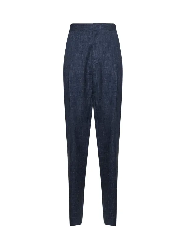 Blue Canvas One-Pleat Trousers sold by Lord & Taylor