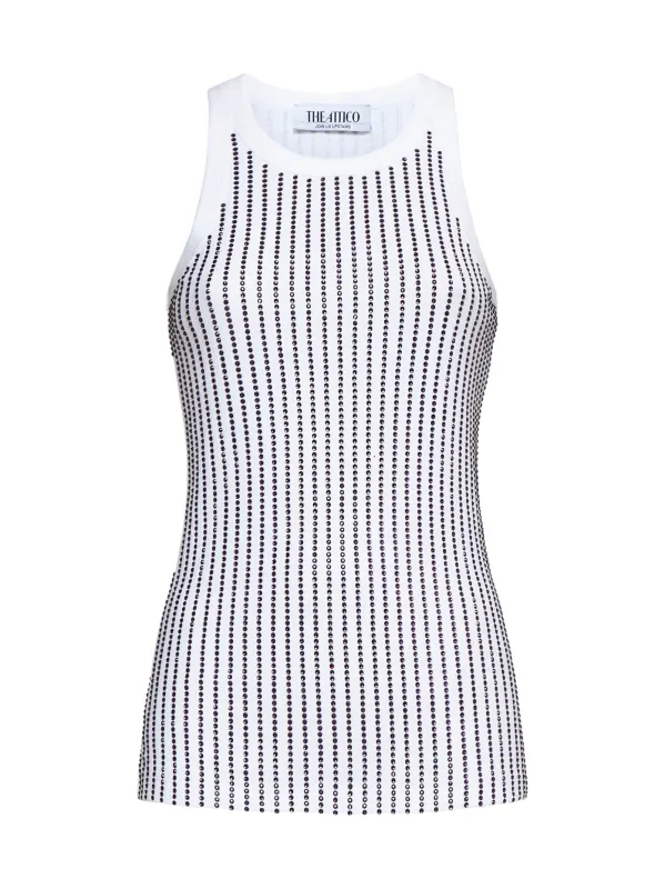 White Ribbed Full Hotfix Top sold by Lord & Taylor